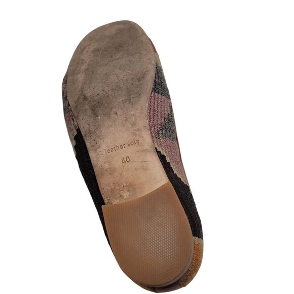 Handmade Turkish Kilim Rug Loafers With Leather Soles & Insides size 40 US 9 - Picture 5 of 16